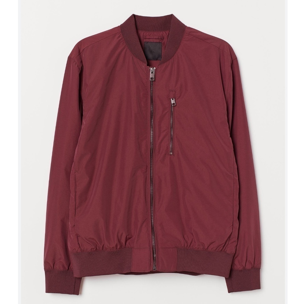 H&M Burgundy Long Sleeve Men’s Bomber Jacket